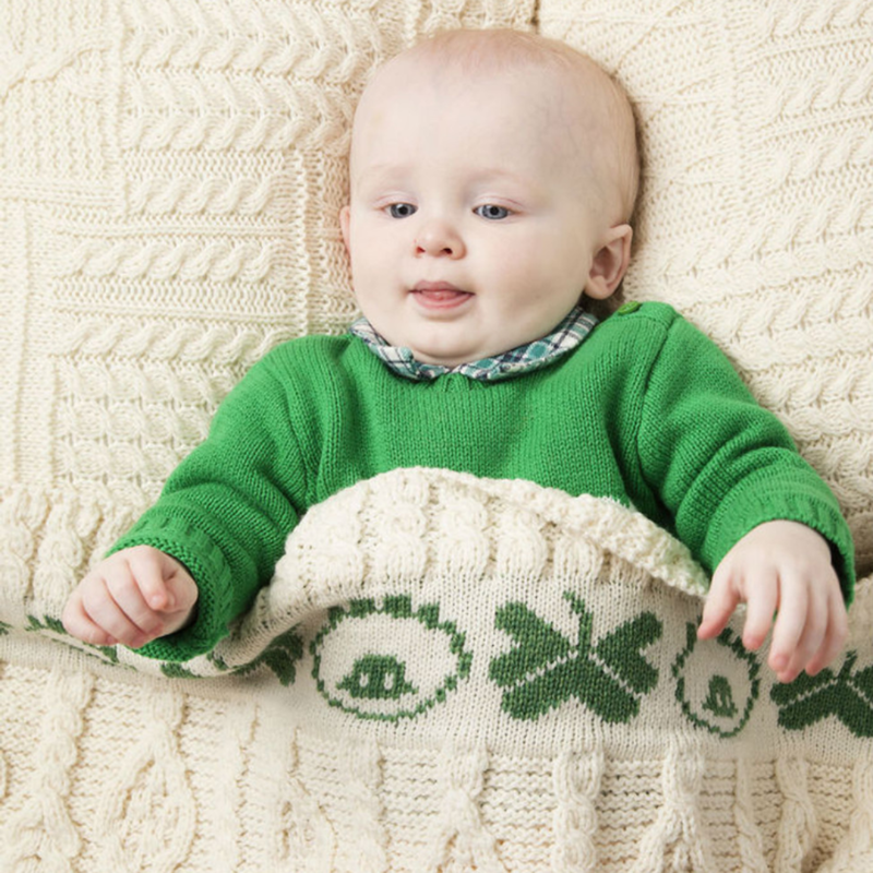 Merino Sheep & Shamrock Baby Throw